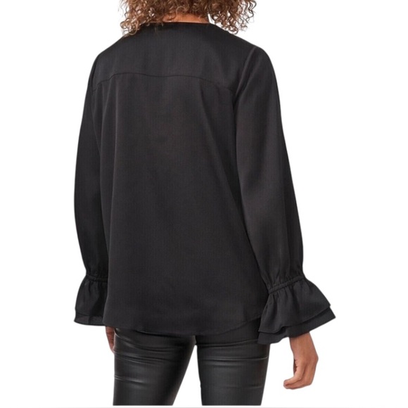 VINCE CAMUTO WRAP FRONT BLOUSE DOUBLE CUFF WOMENS LONG SLEEVE BLUE COLOR SIZE M - Picture 7 of 13